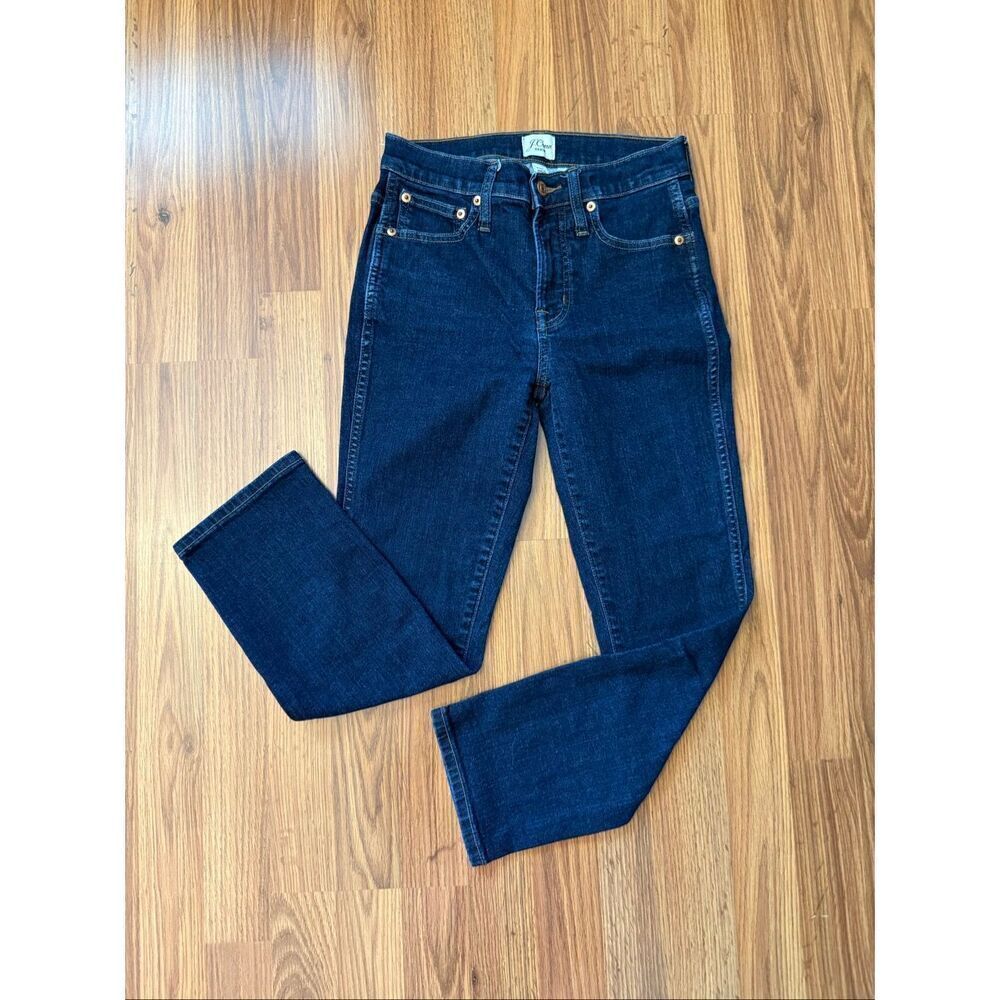 J. Crew Women's Mid-Rise 9" Vintage Straight Jeans Blue Denim Dark Wash Size 25P